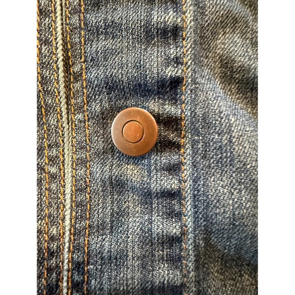 Gap 1969 Womens Medium Wash Denim Trucker Jacket Size M Blue Stretch Jean Jacket - Picture 3 of 6